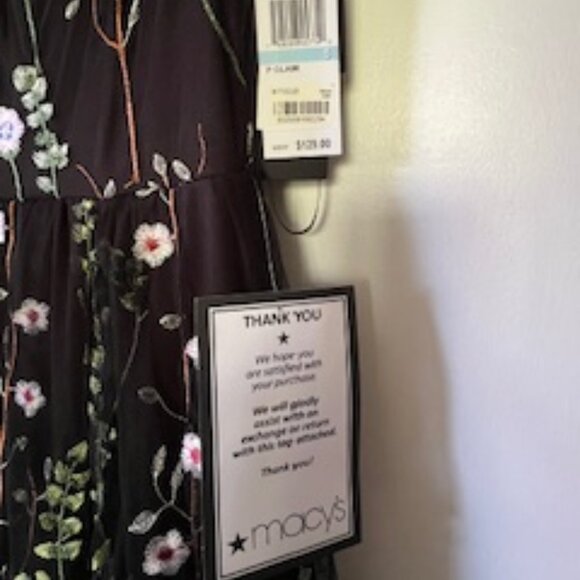 Spring Flower Embroidered Black Sleeveless Dress "New w/Tags, Never Worn" - Picture 5 of 8